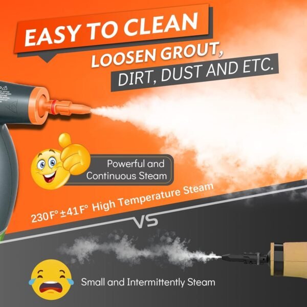 1250W Powerful Handheld Steam Cleaner with Detergent Container and Safety Lock  Multifunctional and Pressurized Hand Held Steamer for Kitchen  Bathroom  Windows and Floors  Steamer for Cleaning - Image 4