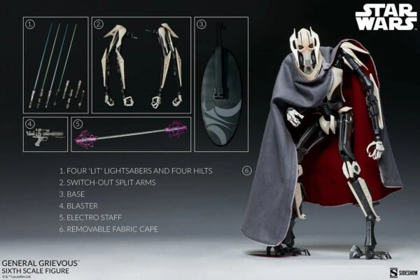 Sideshow Collectibles Star Wars Sage General Grievous Sixth Scale Figure - Image 12