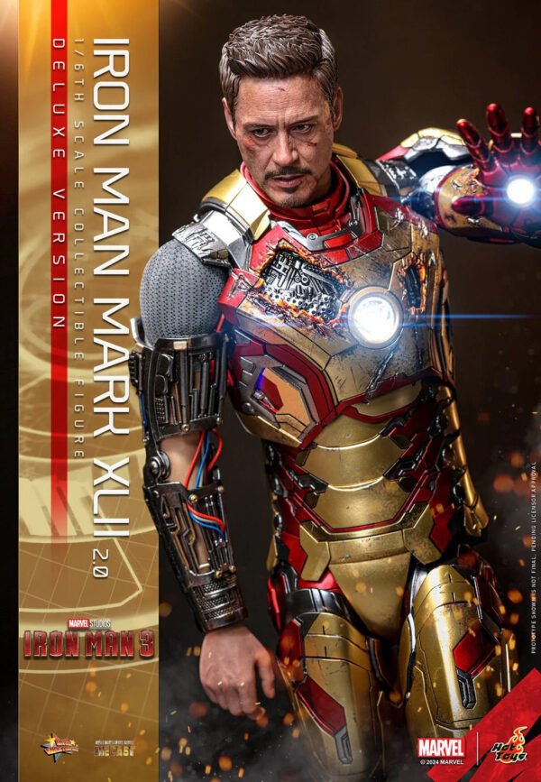 2024 Hot Toys Iron Man 3 Iron Man Mark XLII (2.0) Deluxe Sixth Scale Figure - Image 5