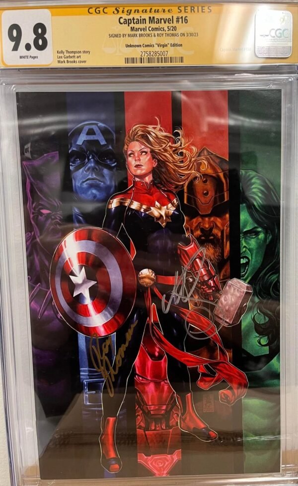 CGC 9.8 Signature Series Captain Marvel #16 Signed by Mark Brooks & Roy Thomas Unknown Comics Virgin Edition