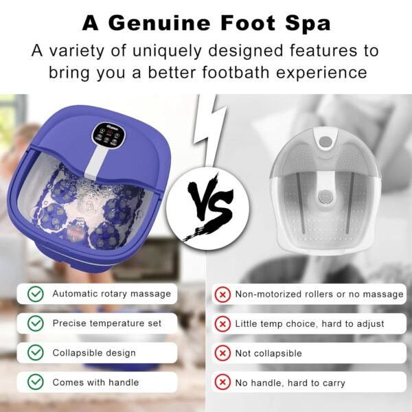 (2022.8 Upgrade Collapsible Foot Spa Electric Rotary Massage  Foot Bath with Heat  Bubble  Remote  and 24 Motorized Shiatsu Massage Balls. Pedicure Foot Spa for Feet Stress Relief – FS02A - Image 3