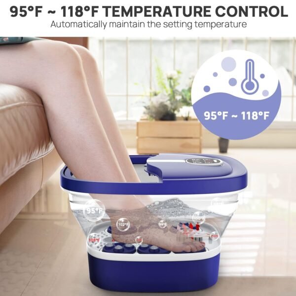 (2022.8 Upgrade Collapsible Foot Spa Electric Rotary Massage  Foot Bath with Heat  Bubble  Remote  and 24 Motorized Shiatsu Massage Balls. Pedicure Foot Spa for Feet Stress Relief – FS02A - Image 7