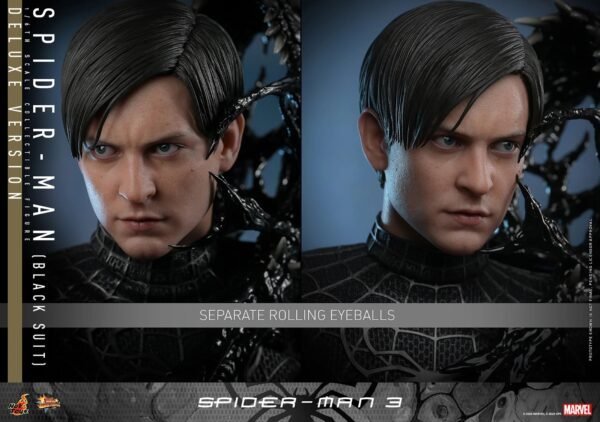 2024 Hot Toys Spider-Man 3 Spider-Man Black Suit Deluxe Version Sixth Scale Figure - Image 7