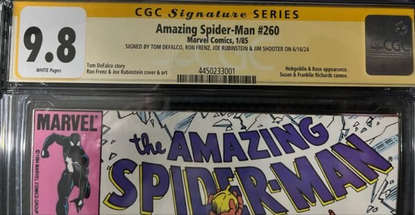 CGC 9.8 Signature Series Amazing Spider-Man #260 Signed by Defalco, Frenz, Rubenstein & Shooter - Image 2