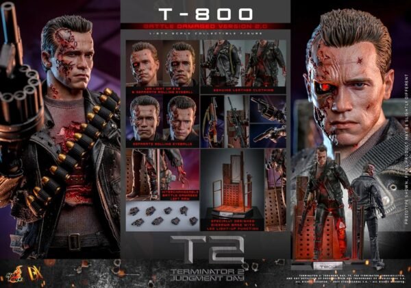 2024 Hot Toys Terminator 2 T-800 (Battle Damaged Version 2.0) Sixth Scale Figure - Image 10