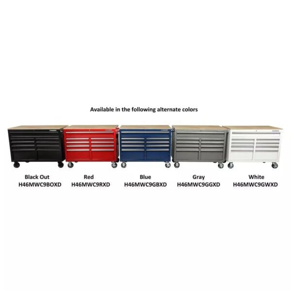 46 in. W x 24 in. D 9-Drawer Gloss Black Deep Tool Chest Mobile Workbench - Image 13