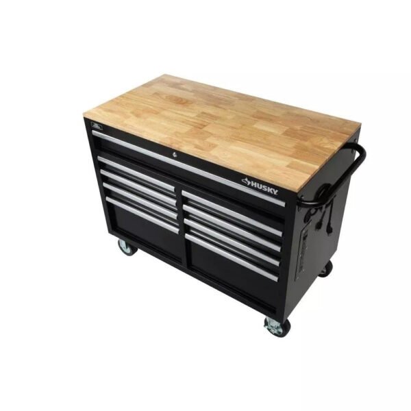 46 in. W x 24 in. D 9-Drawer Gloss Black Deep Tool Chest Mobile Workbench - Image 5