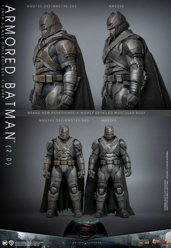 2024 Hot Toys Batman v Superman Armored Batman (2.0) Regular Version Sixth Scale Figure - Image 6