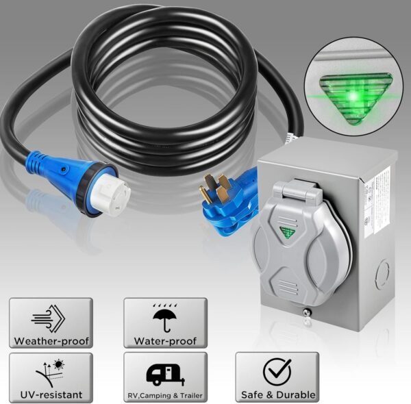 50 Amp Generator Cord and Power Inlet Box  15FT Generator Cords 50 Amp 125V/250V Generator Power Cord NEMA14-50P/SS2-50R Twist Lock Connector - Image 3