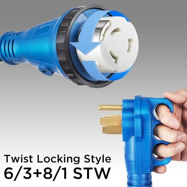 50 Amp Generator Cord and Power Inlet Box  15FT Generator Cords 50 Amp 125V/250V Generator Power Cord NEMA14-50P/SS2-50R Twist Lock Connector - Image 5