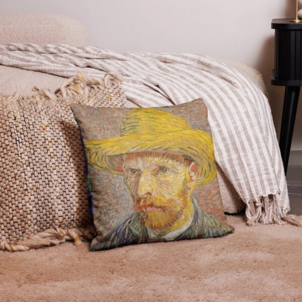 Pillow: Vincent Van Gogh: The Starry Night & Self-Portrait with Straw Hat - Image 3