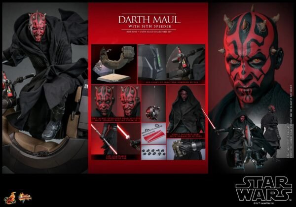 2024 Hot Toys Star Wars Episode I: The Phantom Menace Darth Maul with Sith Speeder Sixth Scale Figure Set - Image 10