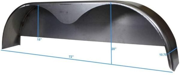 72 10-3/4 Tandem Axle Steel Trailer Fender w/Back Plate Welded In (2-Pack) NO250063 - Image 3