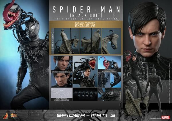 2024 Hot Toys Spider-Man 3 Spider-Man Black Suit Deluxe Version Sixth Scale Figure - Image 9