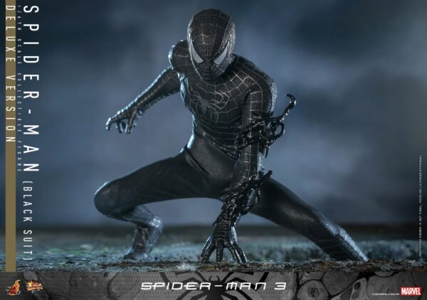 2024 Hot Toys Spider-Man 3 Spider-Man Black Suit Deluxe Version Sixth Scale Figure - Image 4