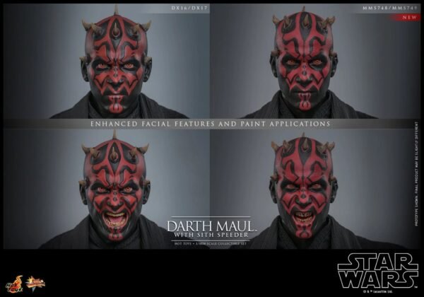 2024 Hot Toys Star Wars Episode I: The Phantom Menace Darth Maul with Sith Speeder Sixth Scale Figure Set - Image 9