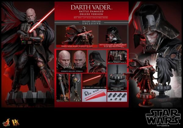 2024 Hot Toys Star Wars Darth Vader (Battle Damaged) (Deluxe Version) Sixth Scale Figure - Image 8