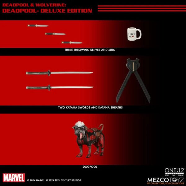 2024 Mezcotoyz Deadpool & Wolverine: Deadpool Deluxe Edition One:12 Collective Action Figure - Image 7