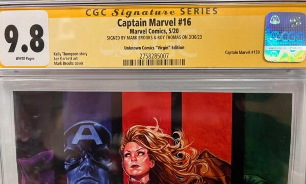 CGC 9.8 Signature Series Captain Marvel #16 Signed by Mark Brooks & Roy Thomas Unknown Comics Virgin Edition - Image 2