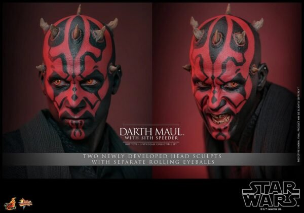 2024 Hot Toys Star Wars Episode I: The Phantom Menace Darth Maul with Sith Speeder Sixth Scale Figure Set - Image 4