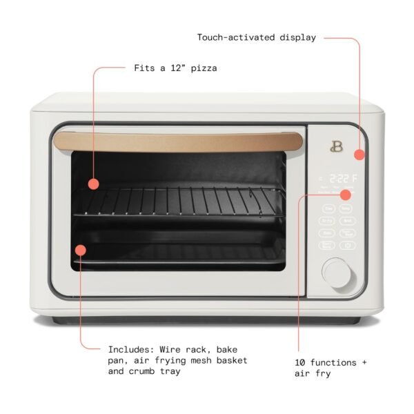 Beautiful 6 Slice Touchscreen Air Fryer Toaster Oven, White Icing by Drew Barrymore - Image 3