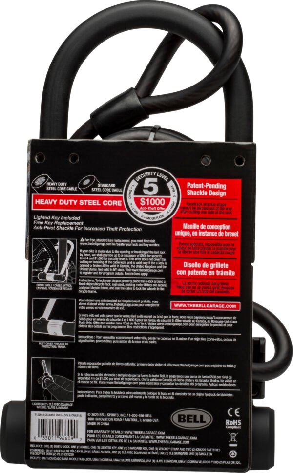 Bell – Catalyst 550 U-Lock for Bike and Scooter – Black - Image 5