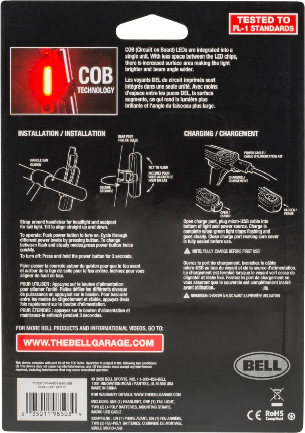 Bell – Pharos 650 COB LED Bike Light Set for Bike and Scooter – Multicolor - Image 5