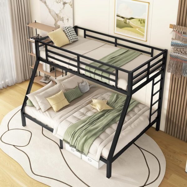 Bellemave Twin XL Over Queen Metal Bunk Bed for Kids Heavy-Duty Bunk Bed with 2 Ladders Space-Saving Bunk Bed for Teens/Adults Noise-Free Black - Image 7