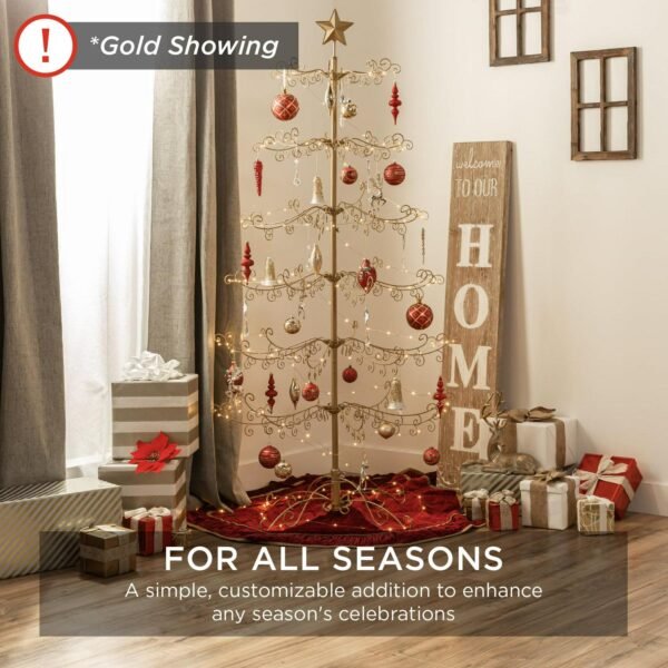 Best Choice Products 6ft Wrought Iron Ornament Display Christmas Tree w/ Easy Assembly, Stand ?Black - Image 5