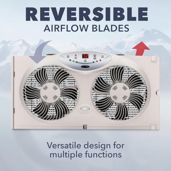 Bionaire 8.5′′ Twin Window Fan with Reversible Airflow  3 Speeds  Remote Control - Image 3