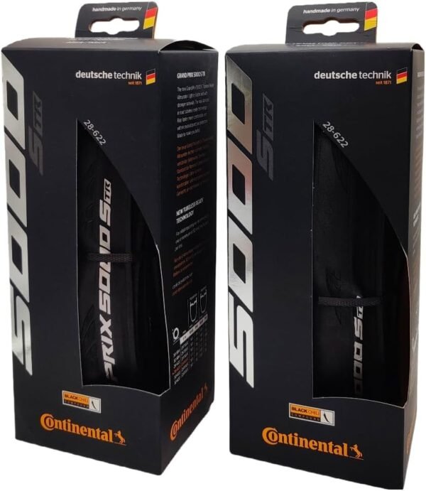 Continental Grand Prix 5000 S TR 700×28 Black – Tubeless Ready – Pack of 2 Tires