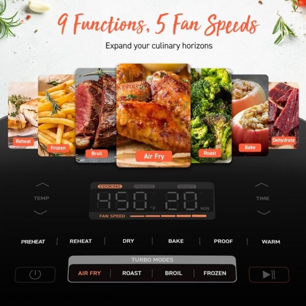 COSORI Air Fryer 9-in-1  Compact but Large 6 Qt  5 Fast Fan Speeds with 450F for Ultra Crsipy  95% Less Oil  100+ In-App Recipes  Roast  Bake  Dehydrate  Reheat  Broil  Proof  Dishwasher Safe  Gray - Image 2