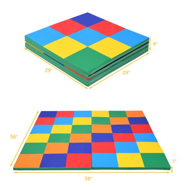 Costway 58” Toddler Foam Play Mat Baby Folding Activity Floor Mat Home School Daycare – Multi-color - Image 3