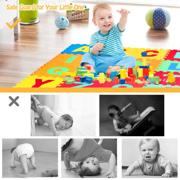 Costway Kids Foam Interlocking Puzzle Play Mat w/Alphabet & Numbers 72-Piece Set – Multi-Color - Image 11