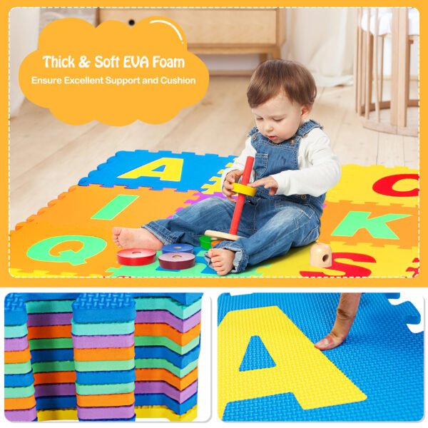 Costway Kids Foam Interlocking Puzzle Play Mat w/Alphabet & Numbers 72-Piece Set – Multi-Color - Image 5