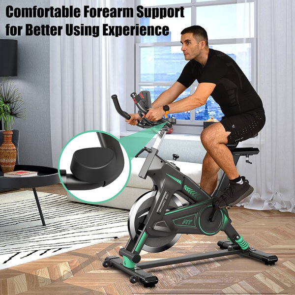 Costway – Stationary Exercise Bike Cycling Bike W/33Lbs Flywheel Home Fitness Gym Cardio – Black - Image 3