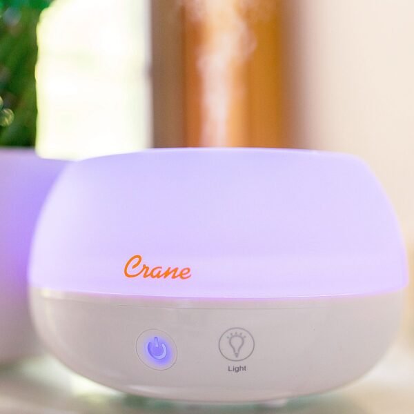 CRANE – 0.2 Gal. 2-in-1 Ultrasonic Cool Mist Humidifer & Aroma Diffuser – White - Image 3