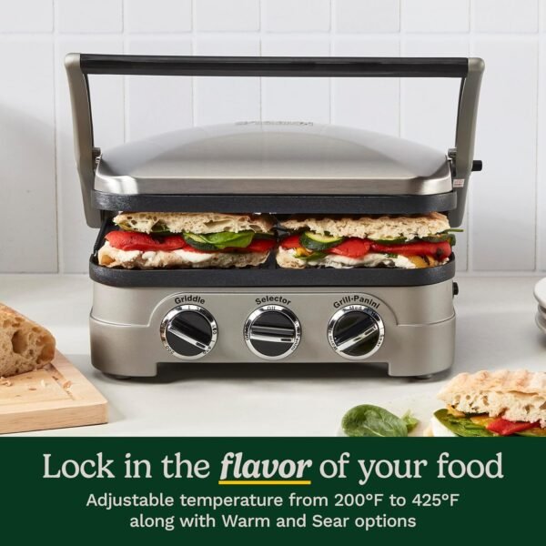 Cuisinart Panini Press  Stainless Steel Griddler  Sandwich Maker & More  5-IN-1  GR-4NP1 - Image 3