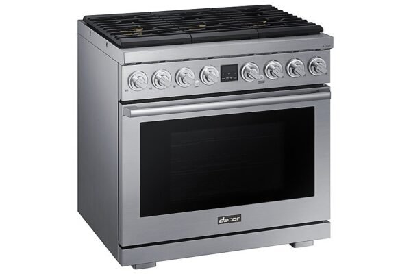 Dacor – Transitional 6.3 Cu. Ft. Freestanding Dual Fuel Four Part Convection Range with GreenClean and Steam Assist – Silver Stainless Steel - Image 5