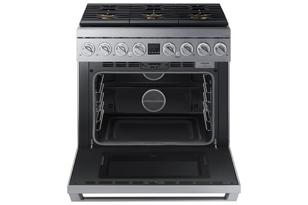 Dacor – Transitional 6.3 Cu. Ft. Freestanding Dual Fuel Four Part Convection Range with GreenClean and Steam Assist – Silver Stainless Steel - Image 6
