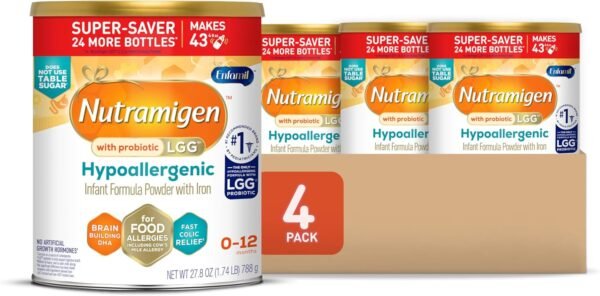 Enfamil Nutramigen Baby Formula  Hypoallergenic and Lactose Free Formula with Enflora LGG  Fast Relief from Severe Crying and Colic  Powder Can  27.8 oz (4 Count)