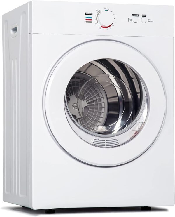 Euhomy Compact Dryer 1.8 cu. ft. Portable Clothes Dryers with Exhaust Duct with Stainless Steel Liner Four Function Small Dryer Machine  Suitable for Apartments  Dorm  RVs  White