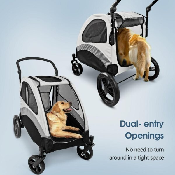 Foldable Pet Stroller for Large or 2 Dogs Cats Jogger Wagon with 4 Wheels - Image 3