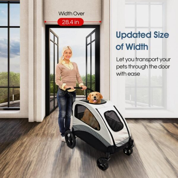 Foldable Pet Stroller for Large or 2 Dogs Cats Jogger Wagon with 4 Wheels - Image 7
