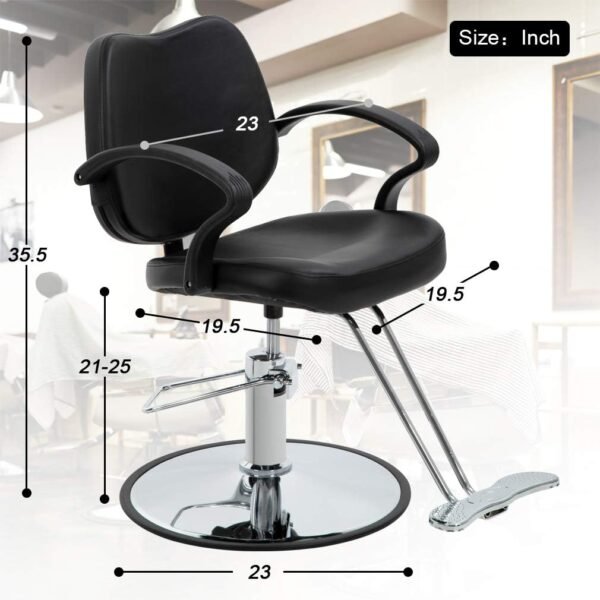 Hair Salon Chair Styling Heavy Duty Hydraulic Pump Barber Chair Beauty Shampoo Barbering Chair for Hair Stylist Women Man (Black) - Image 7