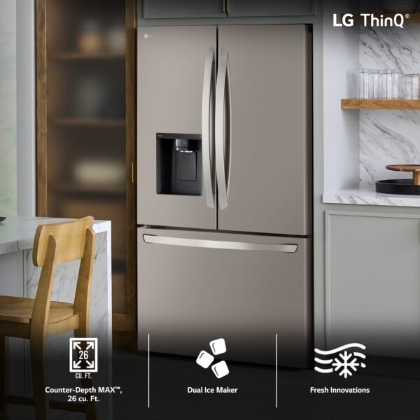 LG â€?Counter-Depth MAX 25.5 Cu. Ft. French Door Smart Refrigerator with Dual Ice â€?Stainless Steel - Image 12