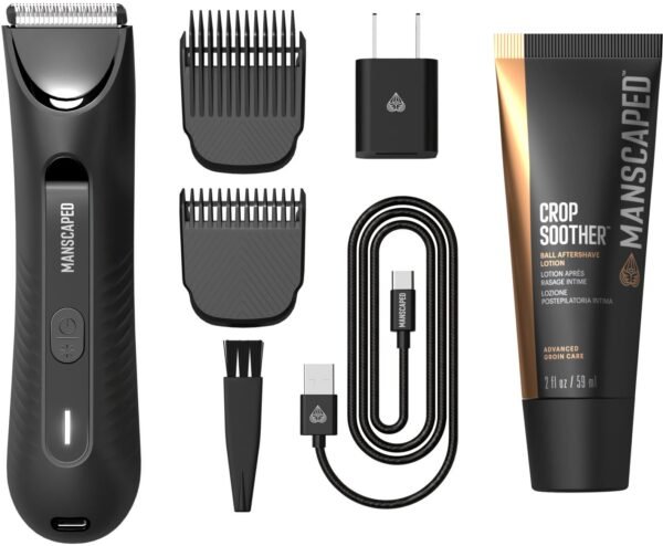 Manscaped â€?The Lawn Mower 3.0 Plus Essentials Kit, SkinSafe Rechargeable Wet/Dry Groin and Body Hair Trimmer, Grooming Gift Set â€?Black - Image 8