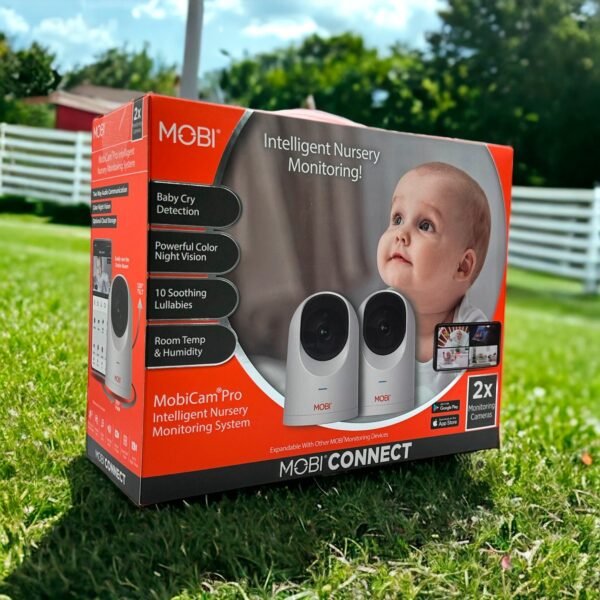 MOBI â€?Cam PRO HD 2Pk WiFi Pan & Tilt Video Baby Monitor w 2-Way Audio, Color Night Vision, & Cry Detection â€?White - Image 9