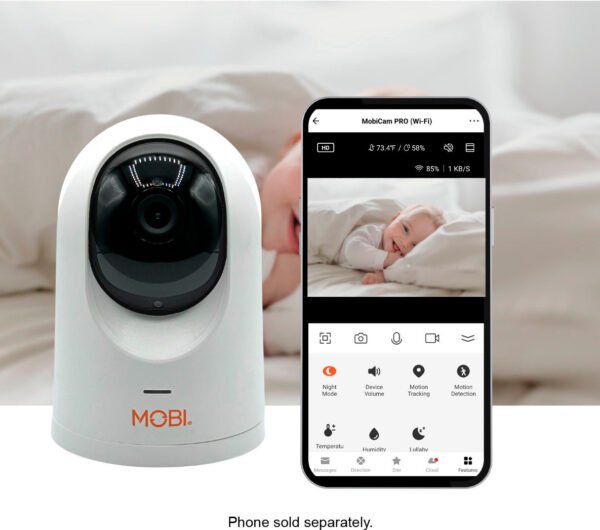 MOBI â€?Cam PRO HD 2Pk WiFi Pan & Tilt Video Baby Monitor w 2-Way Audio, Color Night Vision, & Cry Detection â€?White - Image 10