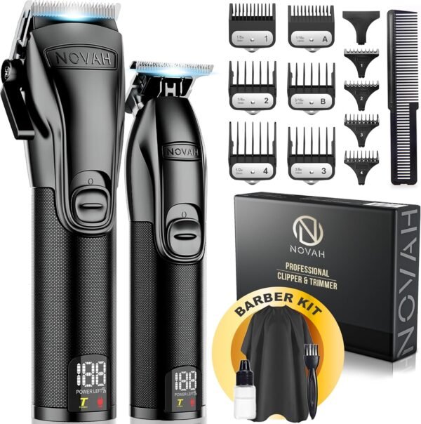 NOVAH® Professional Hair Clippers for Men  Professional Barber Clippers and Trimmer Set  Mens Cordless Hair Clippers for Barbers Haircut Kit Fade - Image 5
